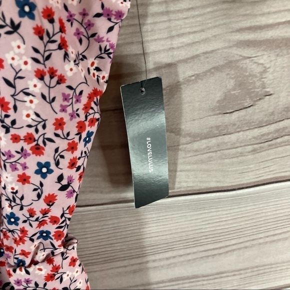 LULU’S Hottie Dotty Mauve Pink Floral Print Romper - Picture 11 of 12